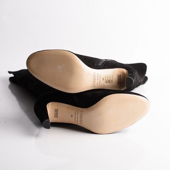 L'AGENCE Womens Black Suede Over the knee Boots EU 36 US 6 Low Heel New in Box - Picture 8 of 9